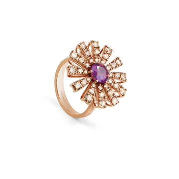 Margherita brown diamonds and amethyst ring