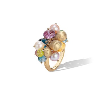 Africa 18kt yellow gold mixed gemstone cocktail ring