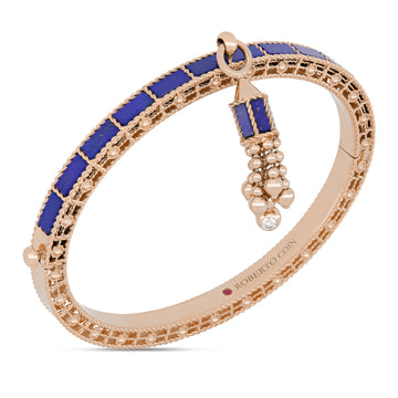 Art Deco tassel bangle with lapis and diamonds