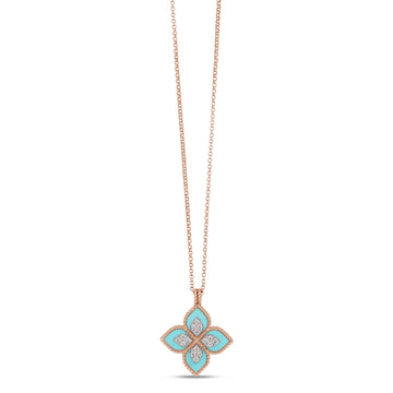 Princess Flower necklace with diamonds and turquoise