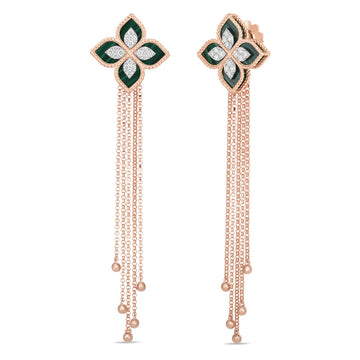 Princess Flower earrings with malachite and diamonds