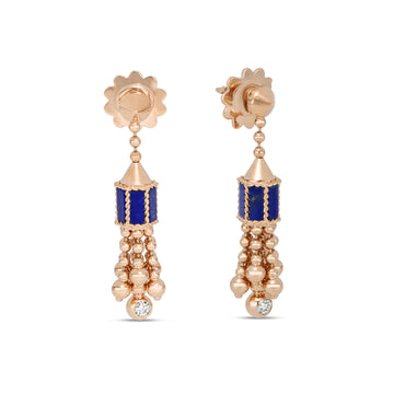 Art Deco earrings with blue lapis and diamonds