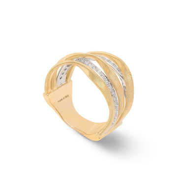 Marrakech 18kt yellow gold five-strand coil ring with diamonds