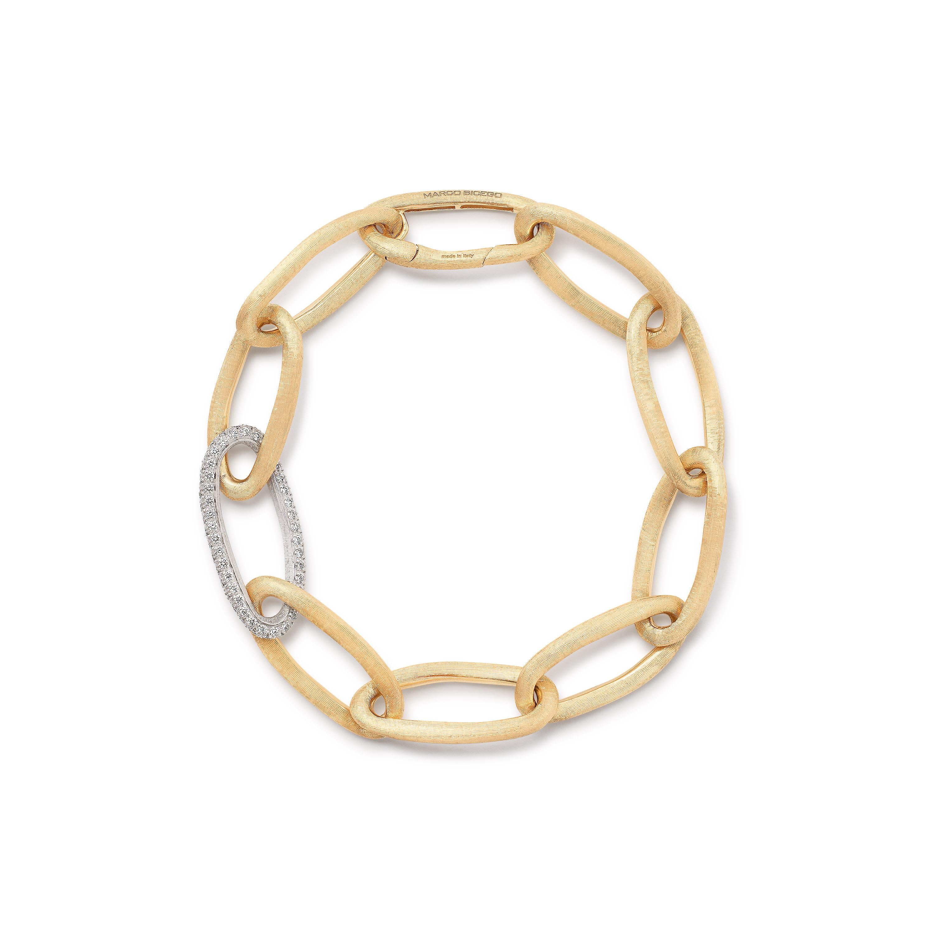 Large Pave Diamond Chain Link Bracelet, Yellow Gold