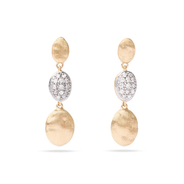 Siviglia gold triple earrings with diamonds