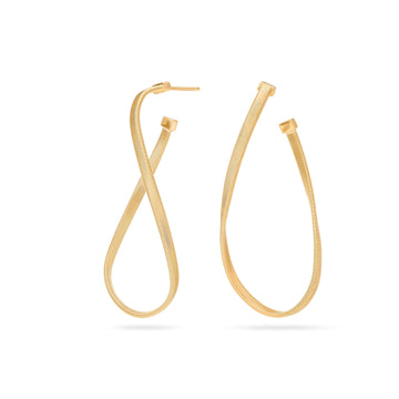Marrakech 18kt yellow gold twisted irregular hoop earrings, medium