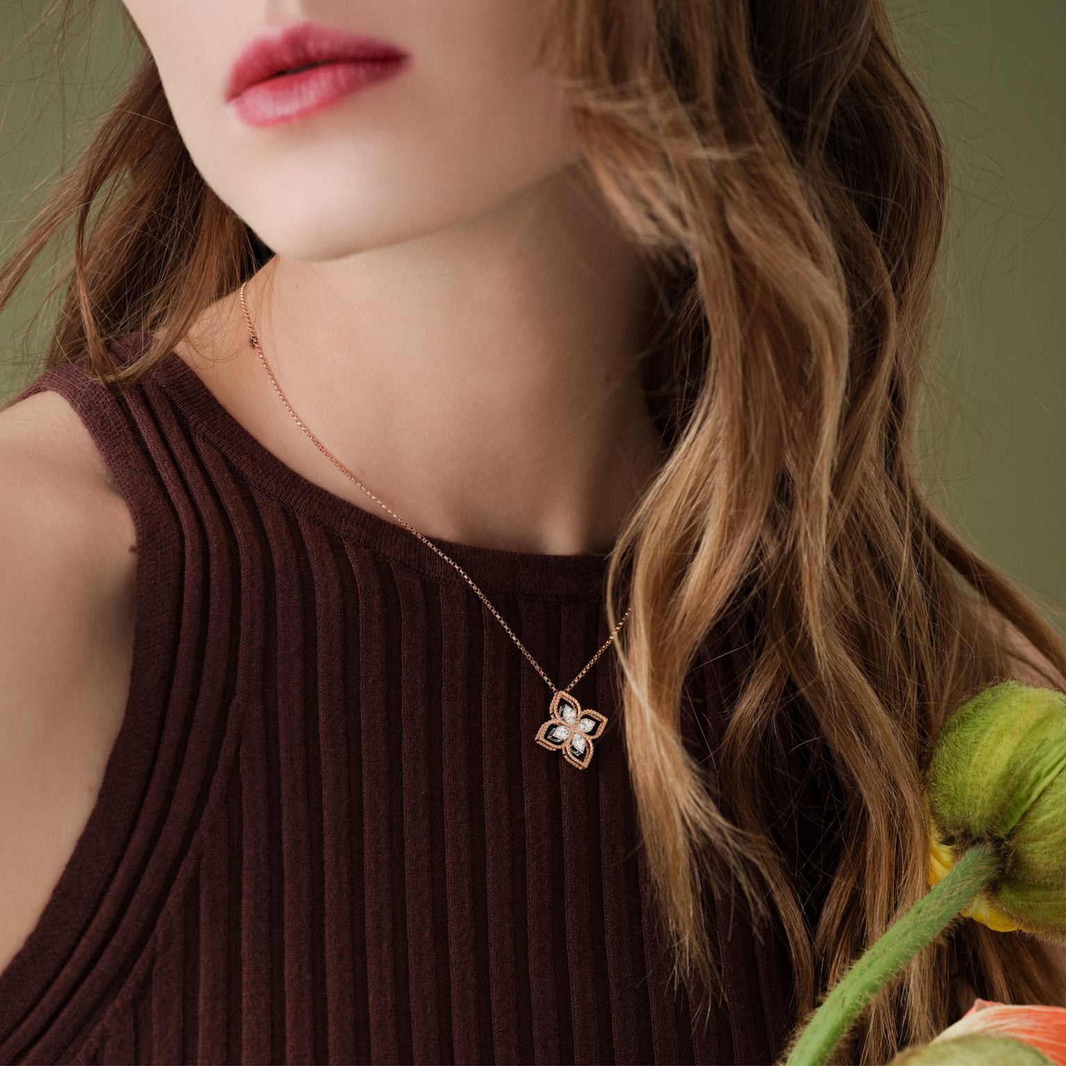 【ROBERTO COIN】Princess Flower ネックレス ダイヤモンド PRINCESS FLOWER PENDANT WITH DIAMONDS - Roberto Coin