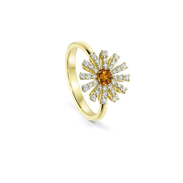 Margherita diamonds and quartz citrine ring