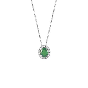 Dora necklace with emerald and diamonds