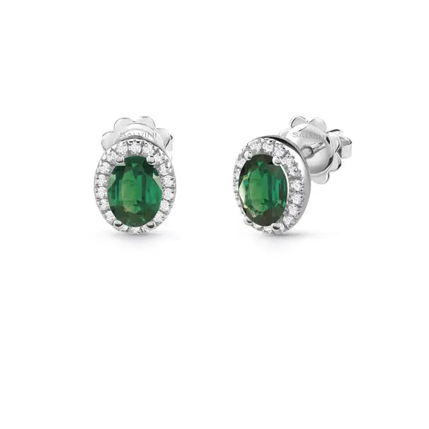 Dora earrings with diamonds and emerald