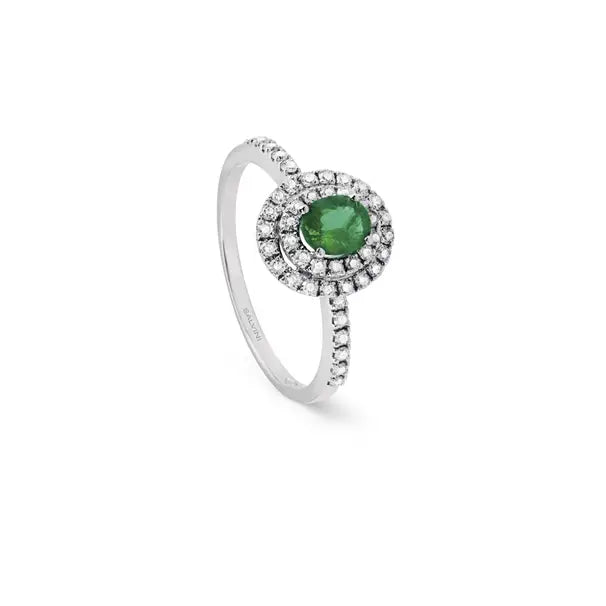 Dora ring with diamonds and emerald