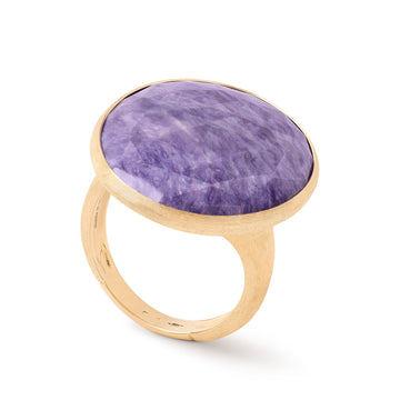 Lunaria 18k Yellow Gold Cocktail ring with Charoite