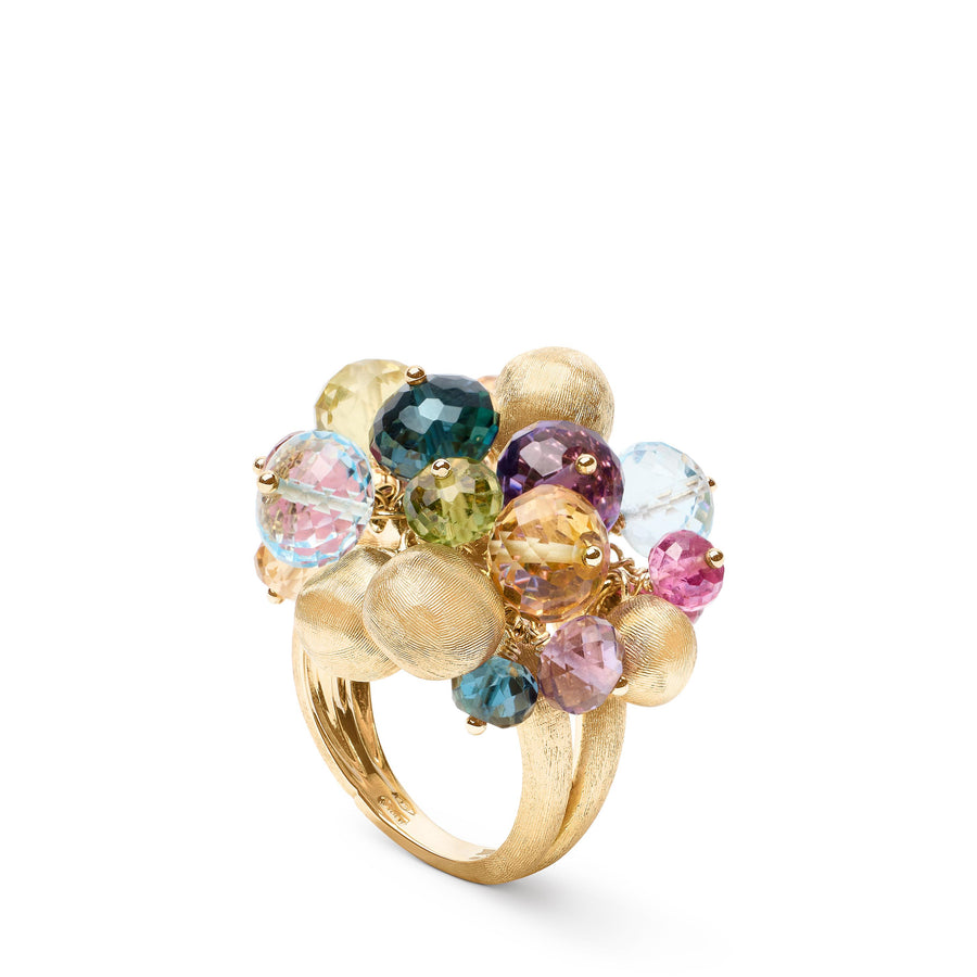 18kt yellow gold mixed gemstone cocktail ring, large