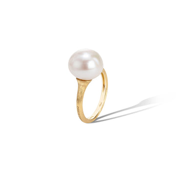 Africa yellow gold pearl ring