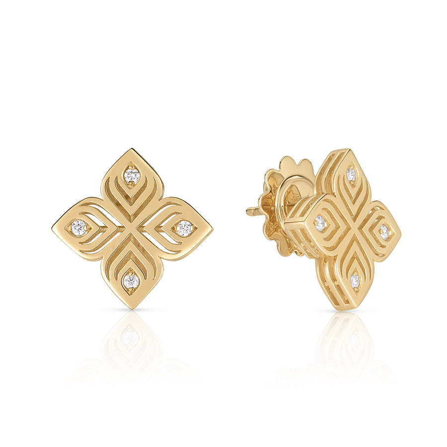 Arabesque Flower earrings with diamonds