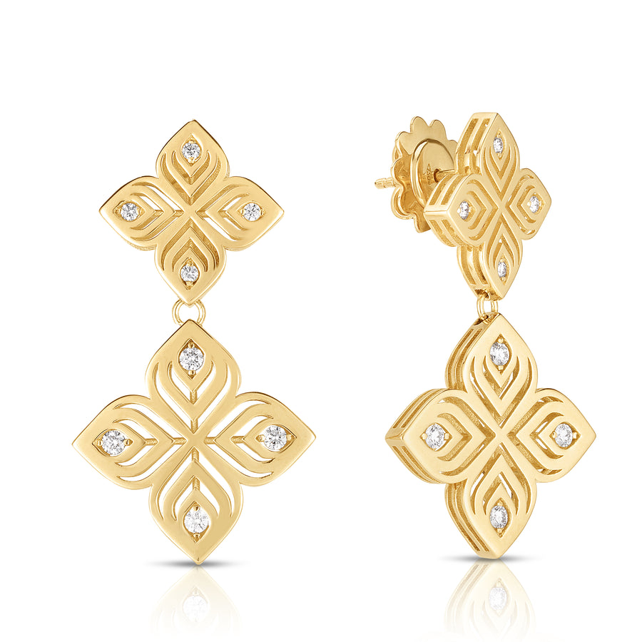 Arabesque Flower earrings with diamonds