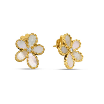 Jasmine earrings with mother of pearl and diamonds