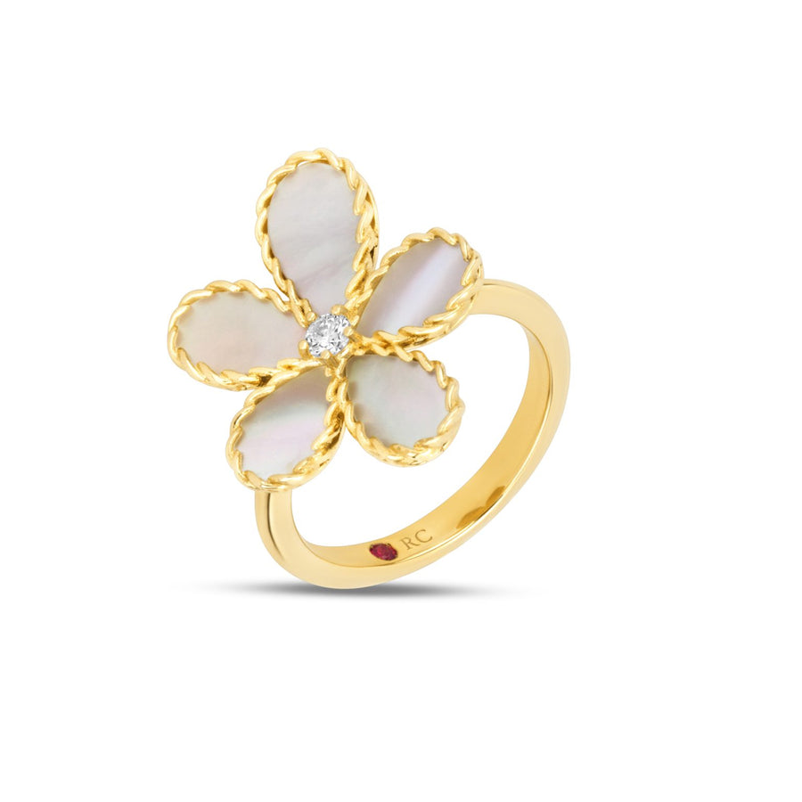 Jasmine earrings with mother of pearl and diamonds