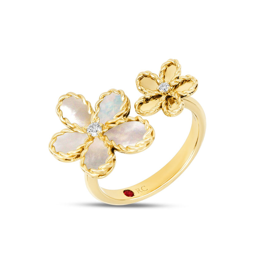 Jasmine ring with mother of pearl and diamonds