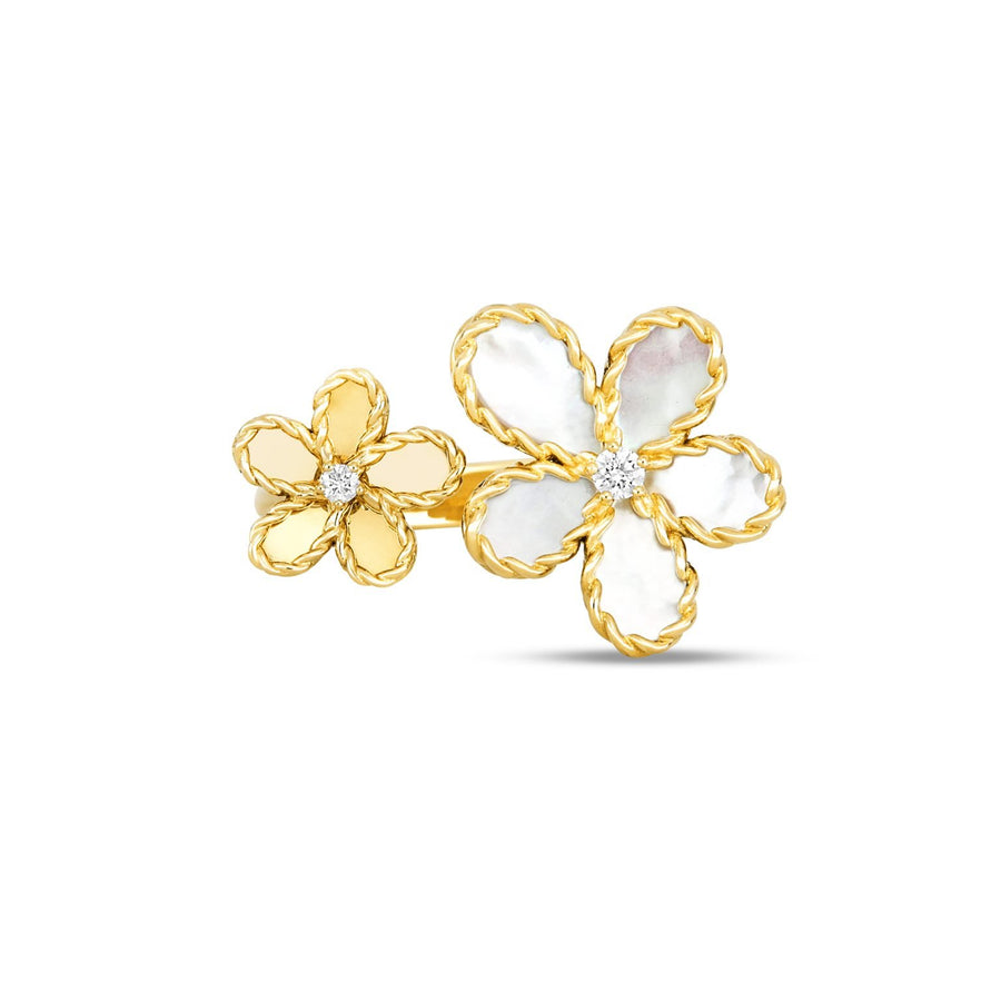 Jasmine ring with mother of pearl and diamonds