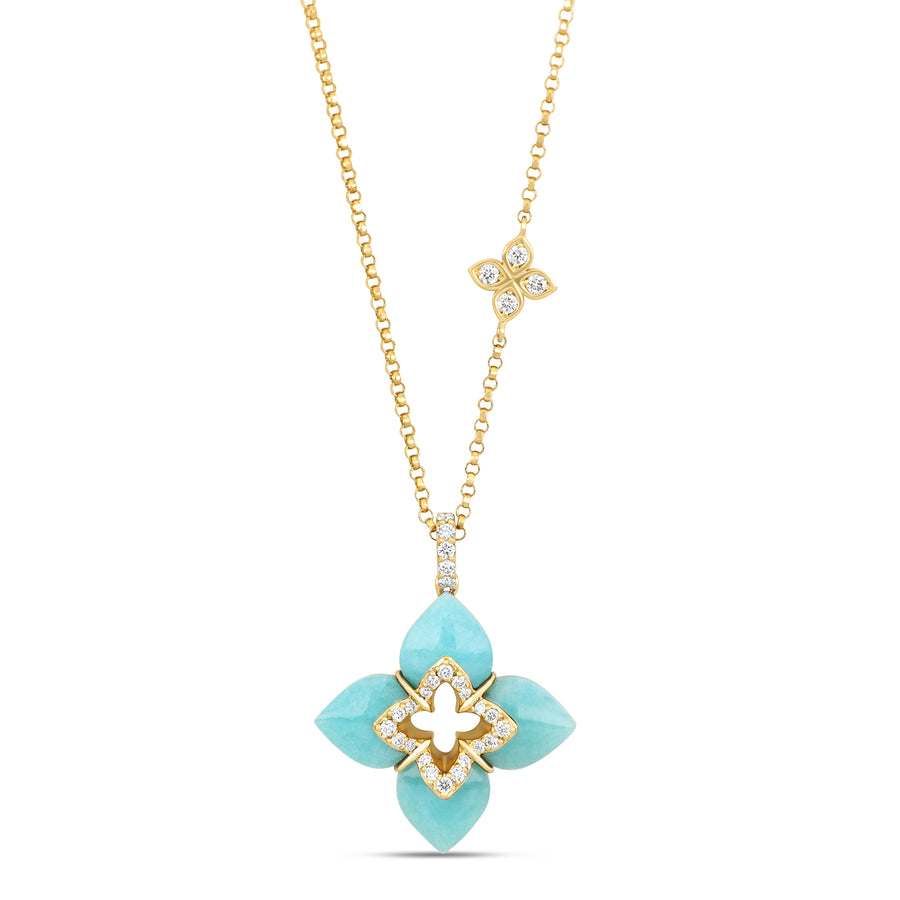 Venetian Princess necklace with amazonite and diamonds