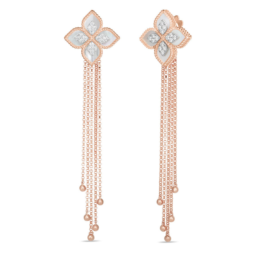 Earrings with mother of pearl and diamonds