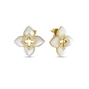 Venetian Princess earrings with mother of pearl and diamonds