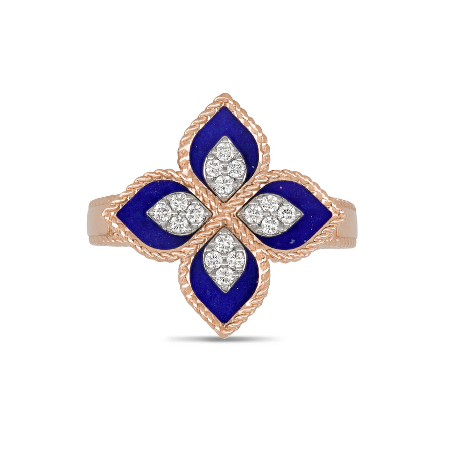 Ring with diamonds and lapis