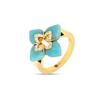 Venetian Princess ring with amazonite and diamonds