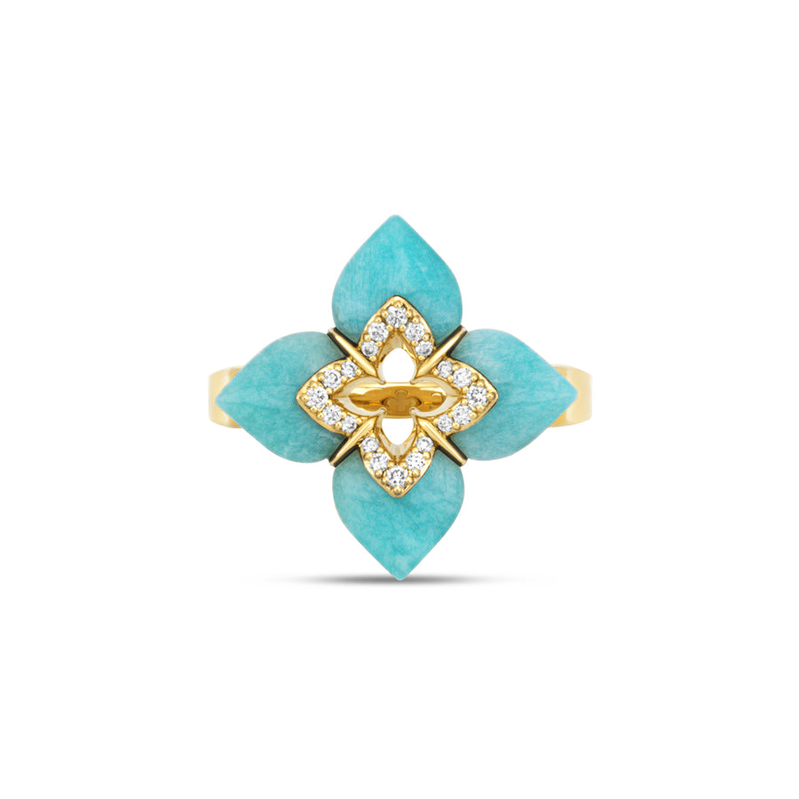 Venetian Princess ring with amazonite and diamonds