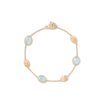 Siviglia yellow gold bracelet with oval elements and aquamarine