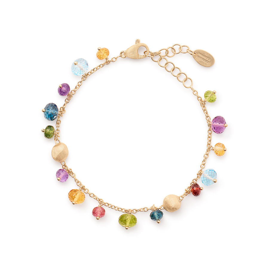 Africa 18kt yellow gold single-strand mixed gemstone bracelet