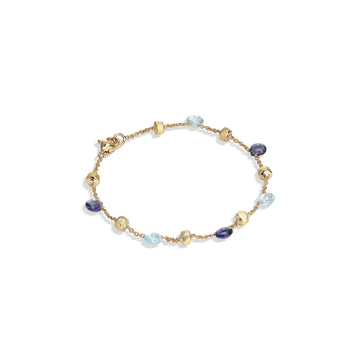 Single-strand iolite and sky topaz bracelet