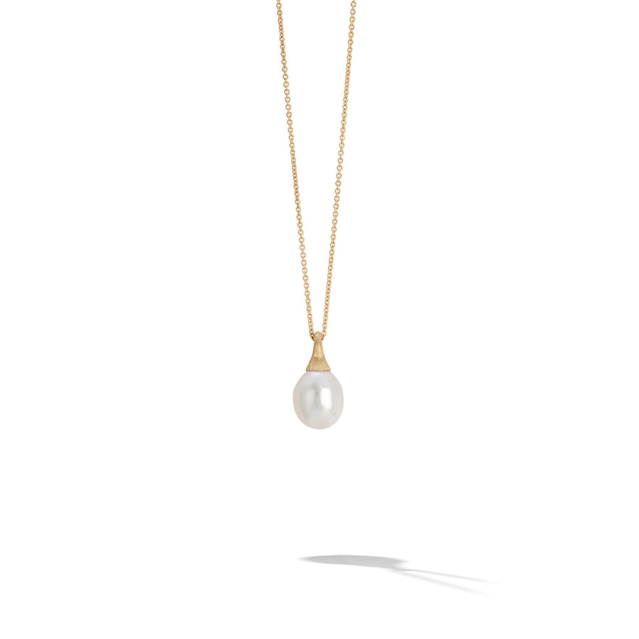 Africa yellow gold necklace with pearl