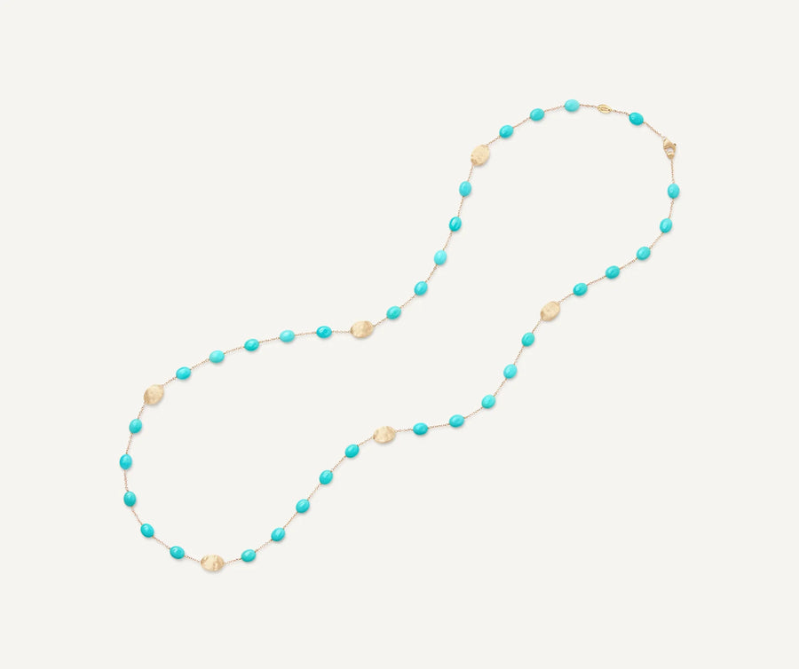 Siviglia  yellow gold turquoise and gold long necklace