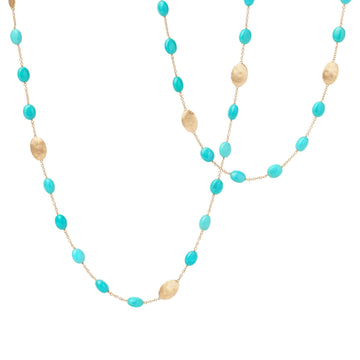 Siviglia  yellow gold turquoise and gold long necklace