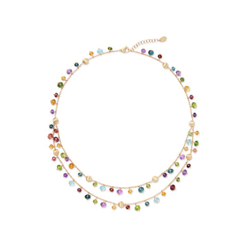 Africa 18kt yellow gold two-strand mixed gemstone necklace