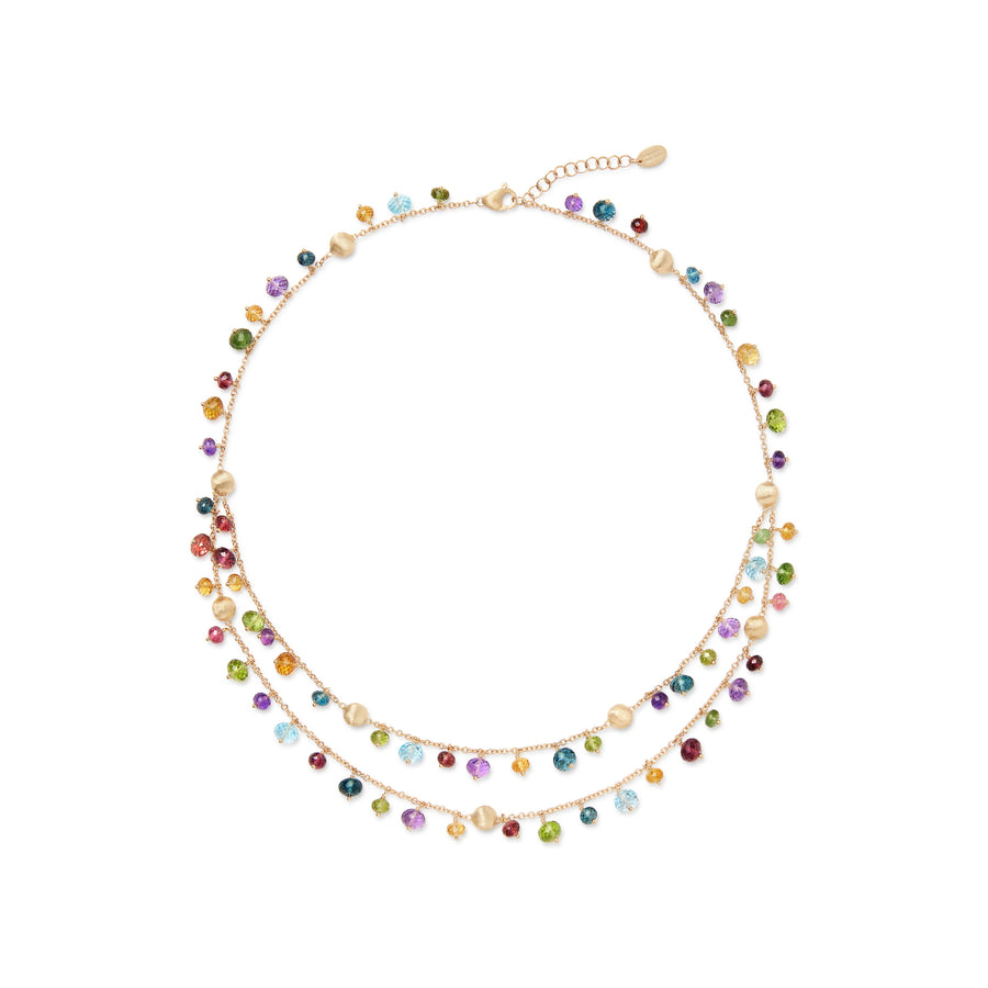 Africa 18kt yellow gold two-strand mixed gemstone necklace