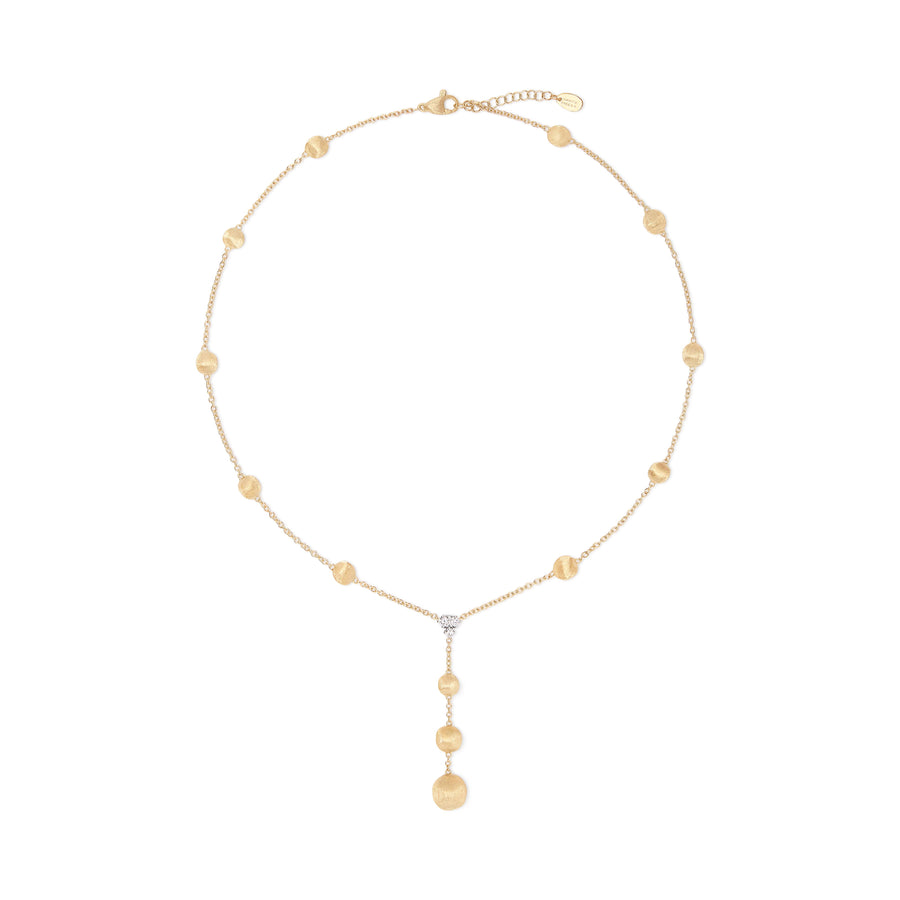 Africa 18K Yellow Gold Lariat Necklace With Diamonds