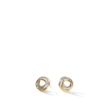 Gold stud earrings with diamonds