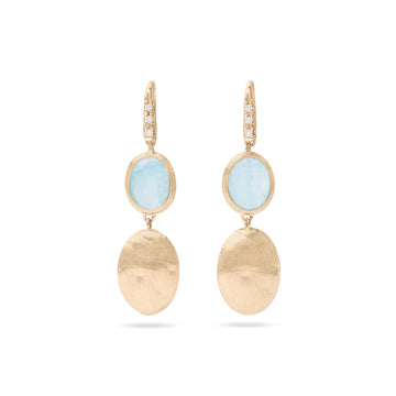 Siviglia yellow gold earrings with aquamarine and diamond hook