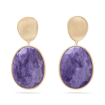 Lunaria 18K Yellow Gold Drop Charoite Earrings