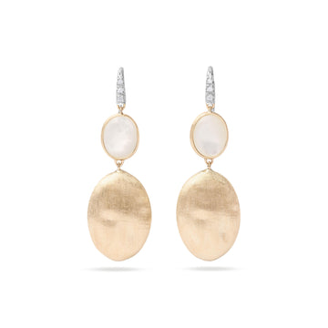 Siviglia yellow gold earrings with mother-of-pearl and diamond hook