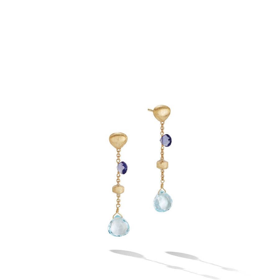 Mini sky topaz and iolite earrings