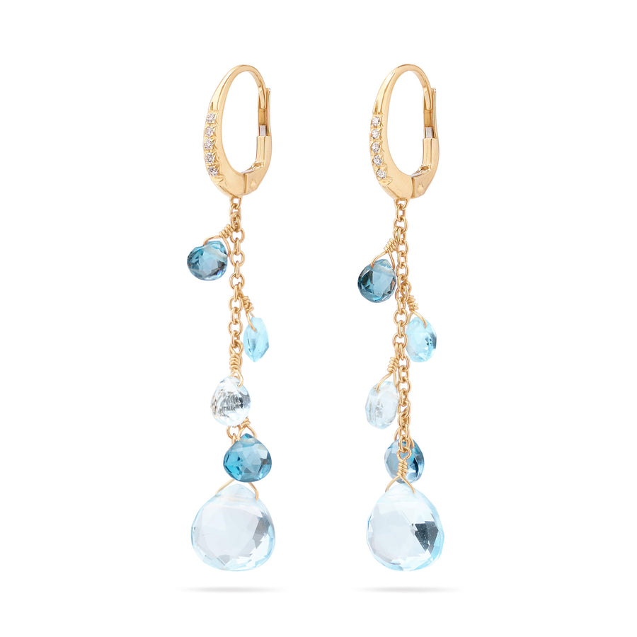 Paradise 18K Yellow Gold Single-Strand Topaz Earrings and Diamond Accent