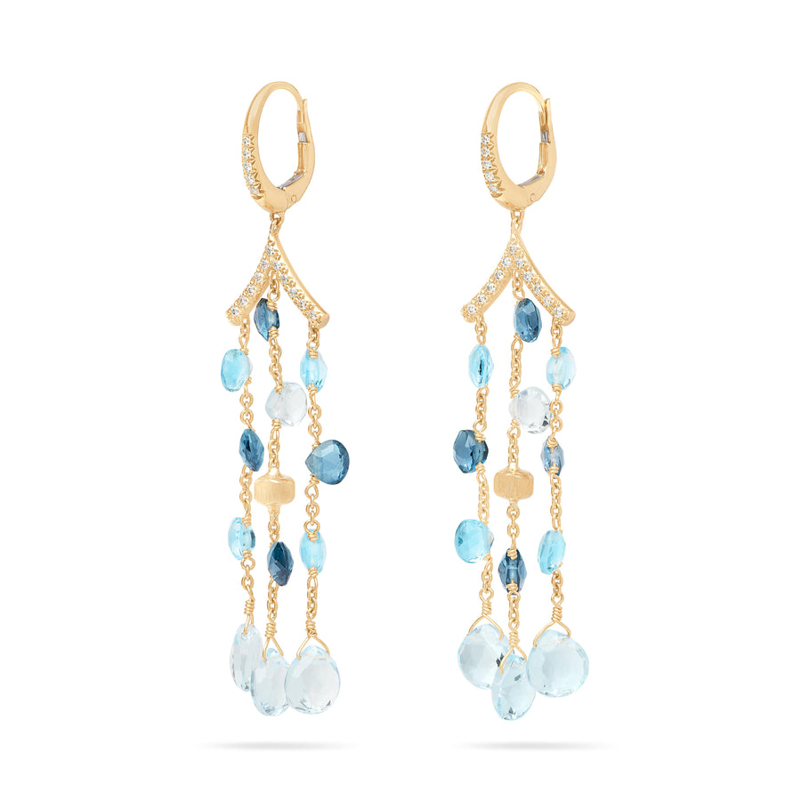 Paradise 18K Yellow Gold Mixed Topaz Three-Strand Chandelier Earrings