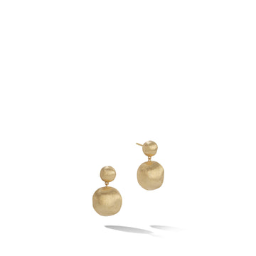 Gold two-bead drop earrings