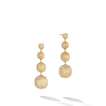 Gold four-bead drop earrings