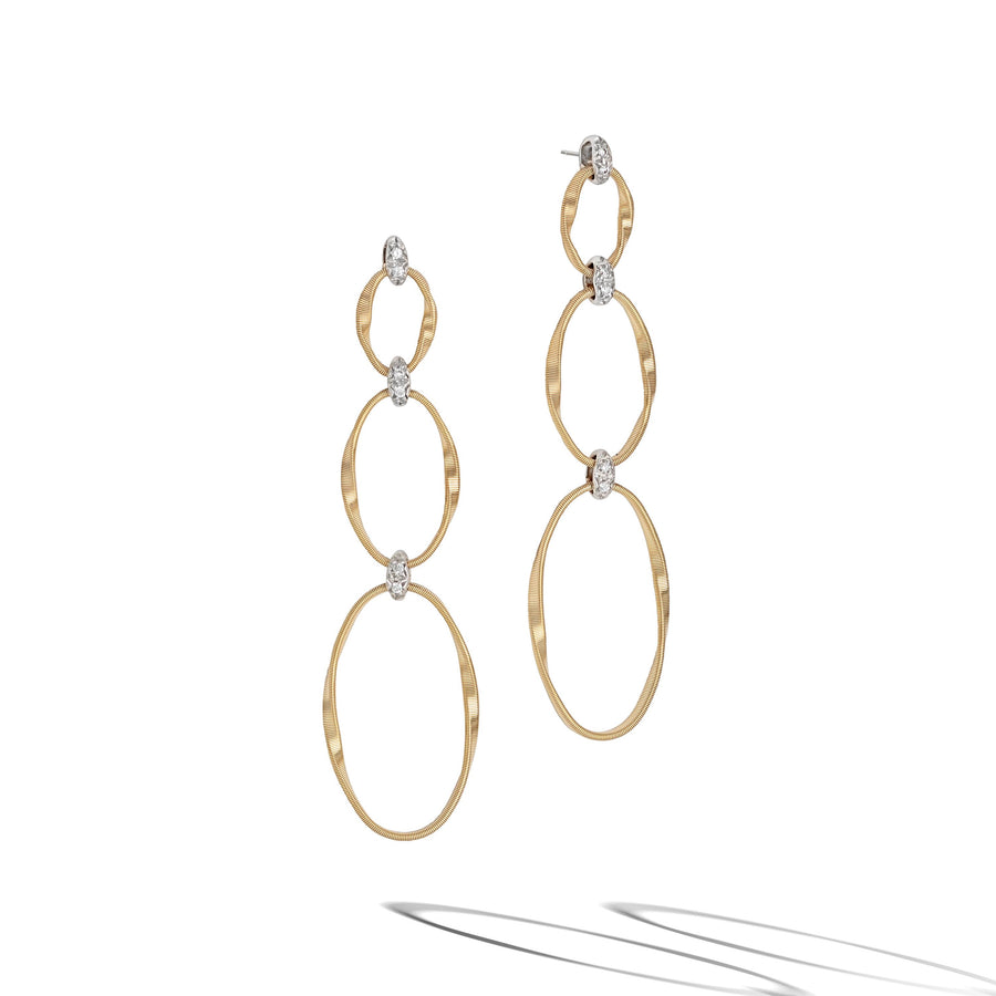 Marrakech Onde 18k gold diamond earrings with three elements