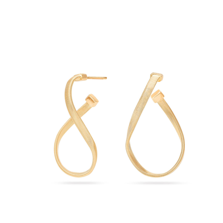 18kt yellow gold twisted irregular hoop earrings, small